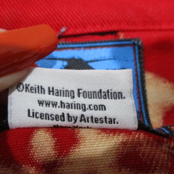 Keith Haring Collection Red Denim Bleach Splattered Vest - Picture 5 of 6